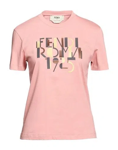 Fendi Woman T-shirt Antique Rose Size L Cotton In Pink
