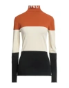 Fendi Logo-intarsia Colour-block Jumper In Brown