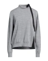 Fendi Woman Turtleneck Light Grey Size 6 Wool, Polyamide, Elastane In Gray