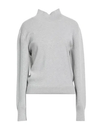 Fendi Woman Turtleneck Light Grey Size 8 Wool, Cashmere, Polyamide, Elastane