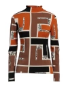 Fendi Woman Turtleneck Rust Size 8 Viscose, Polyester In Orange