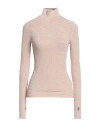 Fendi Woman Turtleneck Sand Size 6 Viscose, Polyester, Polyamide, Polyurethane In Beige