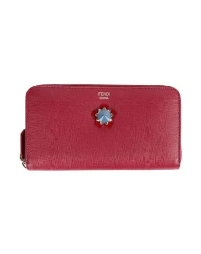 Fendi Woman Wallet Burgundy Size - Calfskin