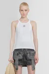 Fendi Women White Ribbed Tank Top With Contrasting Logo Embroidery In Stretch Cotton Woman In White