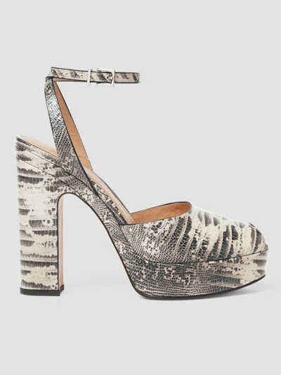 Fendi Women's 125mm Snakeskin-embossed Leather Sandals In White
