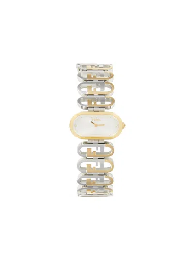 Fendi Women's 23mm Two Tone Stainless Steel Bracelet Watch In Sapphire