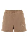 Fendi Cotton Shorts With Elastic Waistband And Side Pockets In Brown
