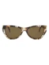 Fendi Ff Diamond Logo Acetate & Nylon Cat-eye Sunglasses In Brown