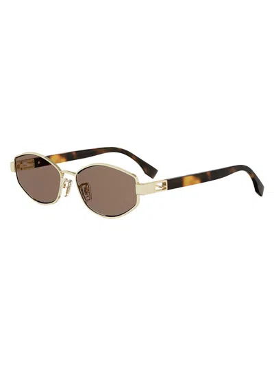 Fendi Women's 56mm Baguette Logo Geometric Sunglasses In Brown