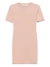 Fendi Cotton Short Sleeve Dress With Textured Pattern In Neutral