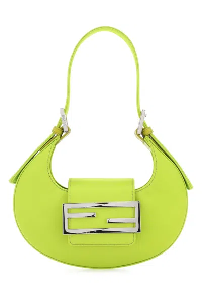 Fendi Women Acid Green Leather Mini  Cookie Handbag