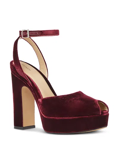 Fendi Women's After 9 Velvet Peep Toe Platform Sandals In Burgundy