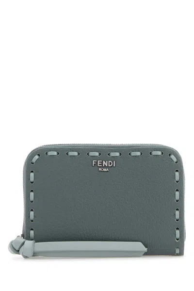 Fendi Women Air Force Blue Leather Mini Peekaboo Wallet