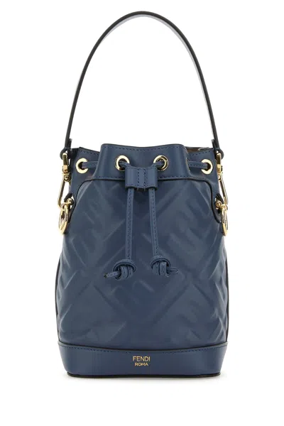 Fendi Women Air Force Blue Leather Mon Tresor Bucket Bag