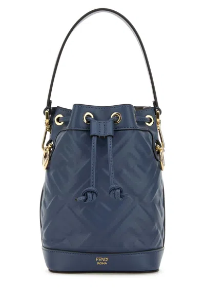 Fendi Women Air Force Blue Leather Mon Tresor Bucket Bag In Purple