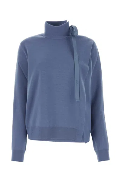 Fendi Women Air Force Blue Stretch Wool Blend Sweater