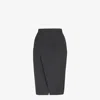 Fendi Women's Anthracite Gray Striped Midi Skirt In Black