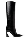 Fendi Arco Leather Knee High Boots Sculptural Heel In Black