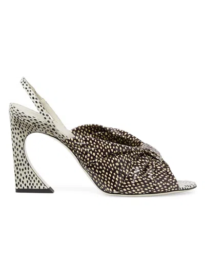 Fendi Women's Arco 95mm Leather Slingback Pumps In Black