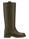 Fendi Army Green Leather Filo Boots In Green