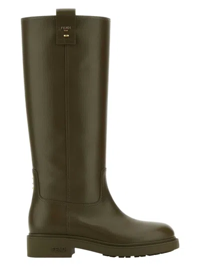 FENDI WOMEN'S ARMY LEATHER FILO BOOTS