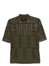 Fendi Army Green Wool Polo Shirt
