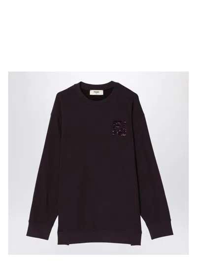 Fendi Women's Aubergine Cotton Crewneck Sweatshirt In Purple