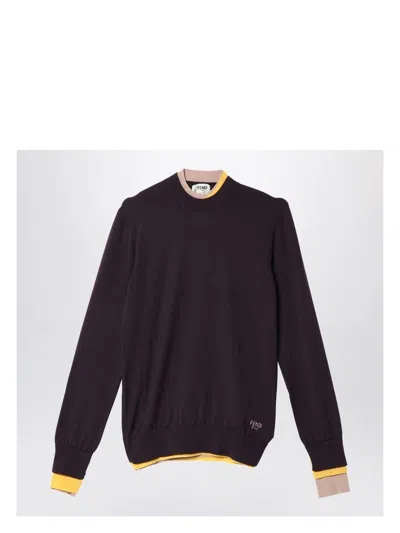 FENDI WOMEN'S AUBERGINE WOOL JUMPER SWEATER