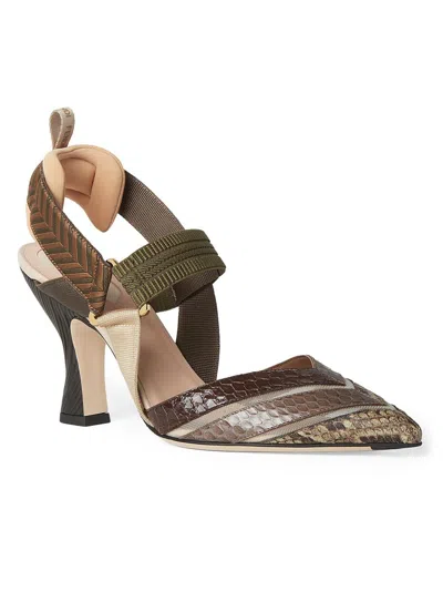 Fendi Women's Ayers 85mm Leather Pumps In Brown