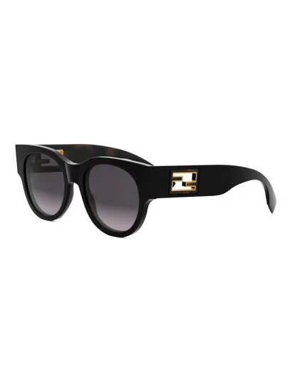 Fendi Women's Baguette 53mm Round Sunglasses In Black