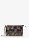 Fendi Women Baguette Ff Fabric Clutch Bag In Multi