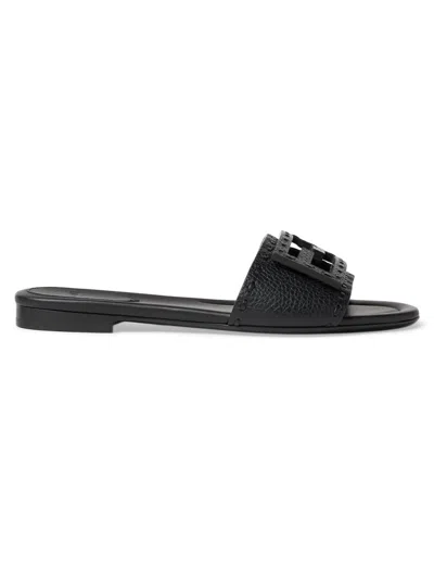 Fendi Women's Baguette Ff Leather Sandals In Black