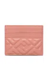 Fendi Nappa Leather Baguette Cardholder With Embossed Pattern In Pink