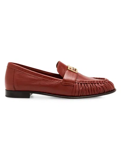 Fendi Women Brick Nappa Leather Baguette Loafers In Brown