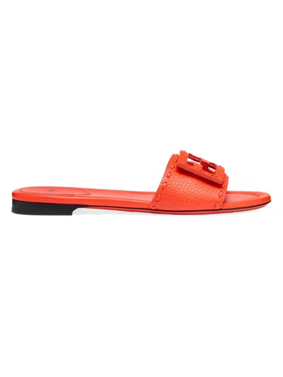 Fendi Wide-band Slides Embellished Selleria Stitching In Tropical