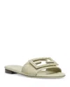Fendi Ff Baguette Leather Sandal In Green
