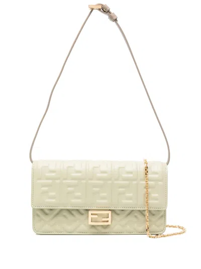 Fendi | Sage Green Wallet On Chain Baguette| Women | Pz In Multicolor