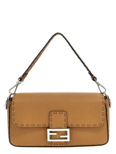 Fendi 'baguette' Medium Shoulder Bag In Sand