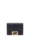 Fendi Nappa Leather Baguette Micro Trifold Wallet In Blue