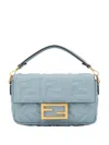 Fendi Women Baguette Mini Leather Handbag In Blue