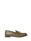 Fendi Baguette Ff Plaque Gathered Loafers In Green