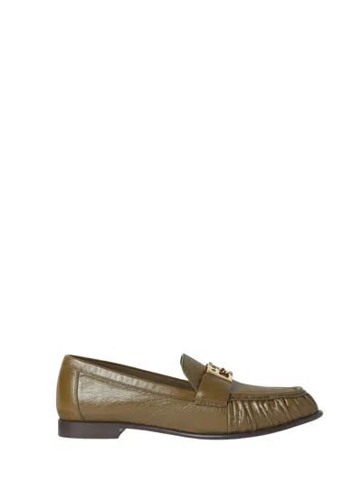 Fendi Baguette Ff Plaque Gathered Loafers In Brown