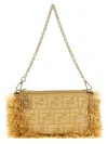 Fendi Jacquard Fabric Pouch With Chain And Raffia Ff