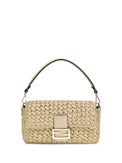 Fendi Women Baguette Shoulder Bag In Beige