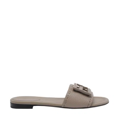 Fendi Women Baguette Slide Sandals In Gray