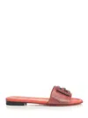Fendi Ff Baguette Leather Sandal In Red