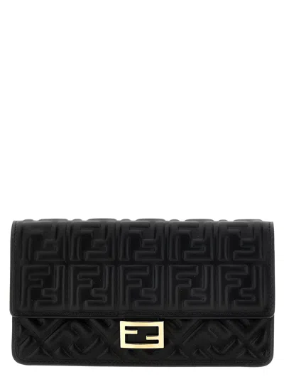 Fendi Women 'baguette' Wallet On Chain In Black
