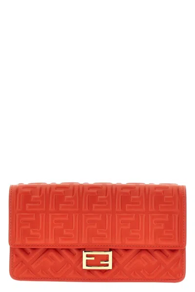 Fendi Women 'baguette' Wallet On Chain In Red