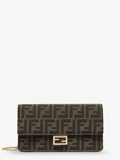 Fendi Women Baguette Wallet On Chain Shoulder Bag In Ff Jacquard Fabric In Multi