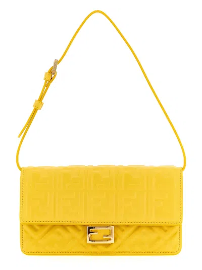 Fendi Women's Baguette Wallet On Chain In Yellow
